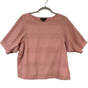 Indigo Poppy Coral 100% Cotton Shirt Top‎ Eyelet Small